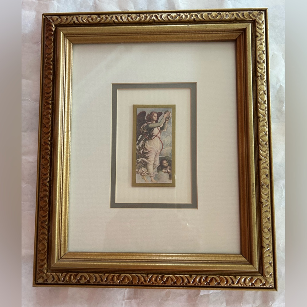 Angel Art Print with Gold Frame